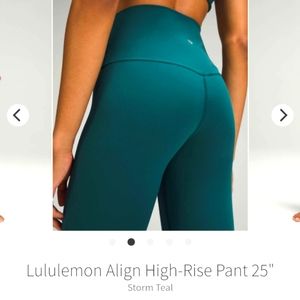 NWT Lululemon Align Sz 2 Legging 25" Inseam Storm Teal